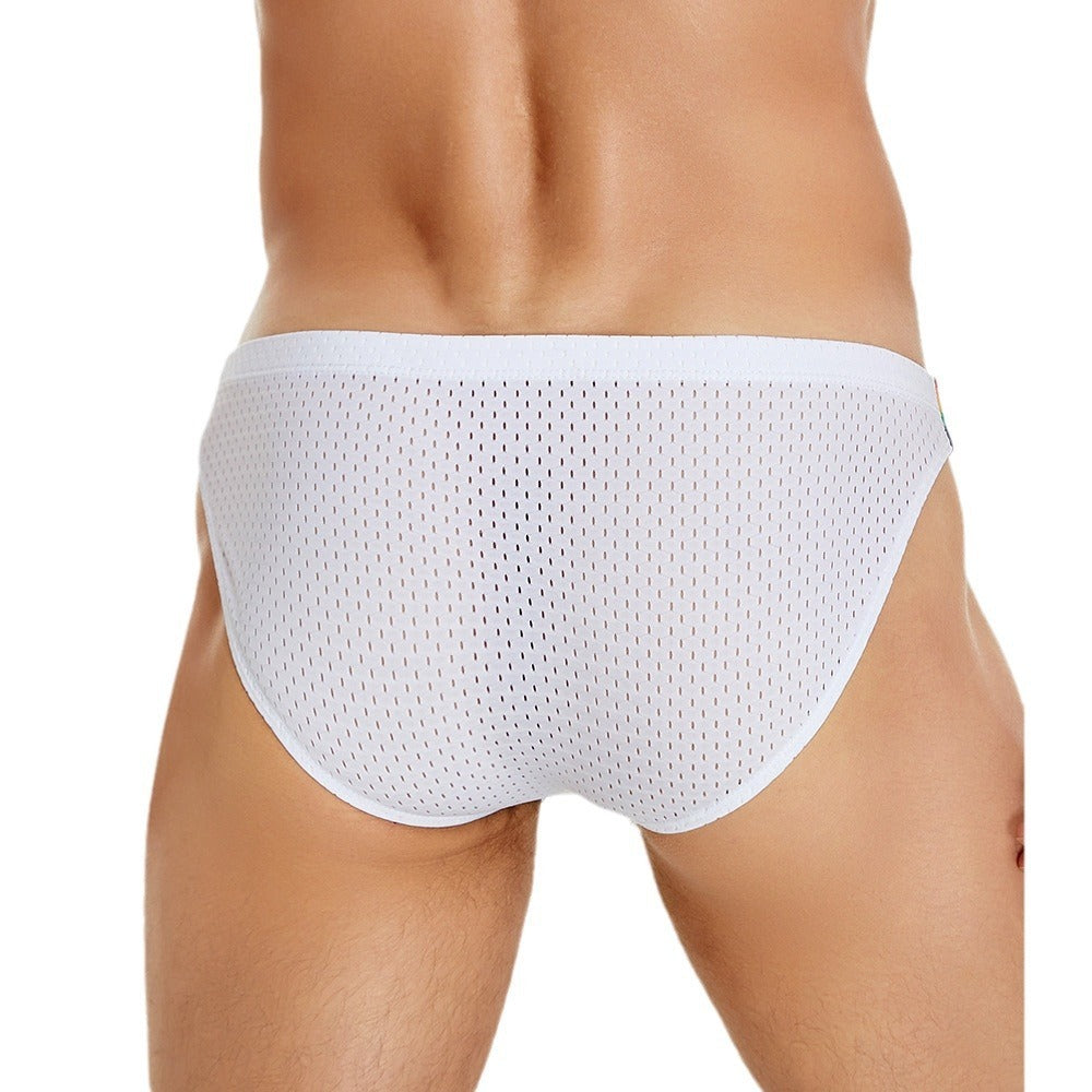 Men's Briefs Comfortable Nylon Mesh Briefs Low Waist Rainbow Waist
