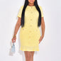 Elegant Button Short Sleeve Dress Women