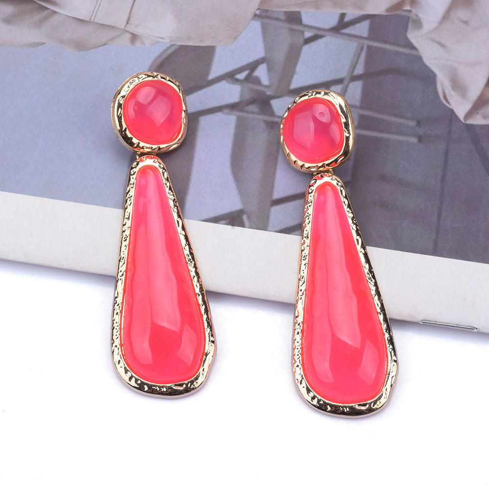Personality Retro Long Unique Geometric Resin Earrings