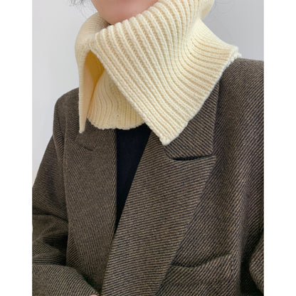 Folded High Neck Bib Warmth And Thick Knitted Scarf