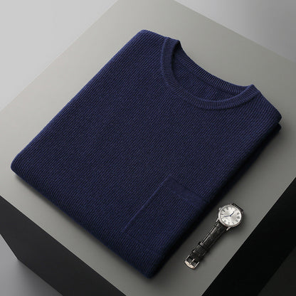 Men's Round Neck Jacquard Pullover Business Knitted Outerwear Vest