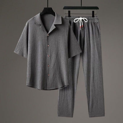 Fashion Jacquard Short-sleeved Shirt Trousers Suit