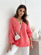 Loose And Idle Pullover Sweater V-neck Excellent Long Sleeve Top