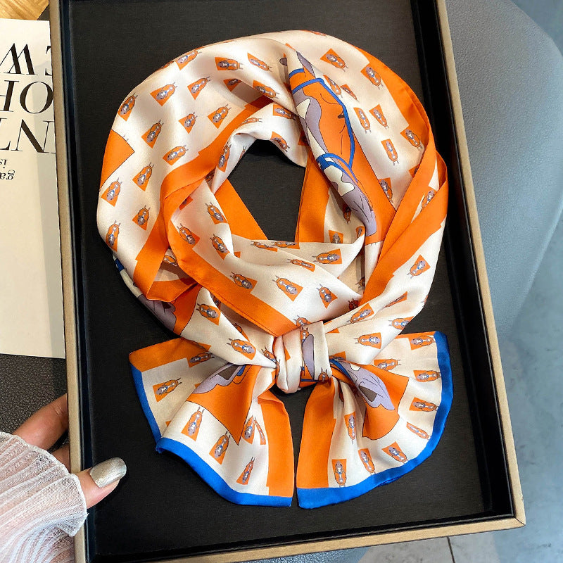 Warm Small Silk Scarf Thin Narrow Ribbon