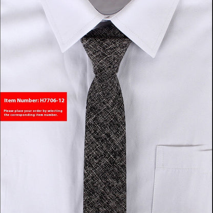 Solid Color Korean Style Narrow Cotton Men's 6cm Formal Wear Business Casual Wedding Tie