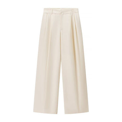 High Waist Wide Leg Draping Pleated Trousers
