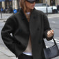 Women's Casual Double Breasted Solid Color Woolen Overcoat Coat