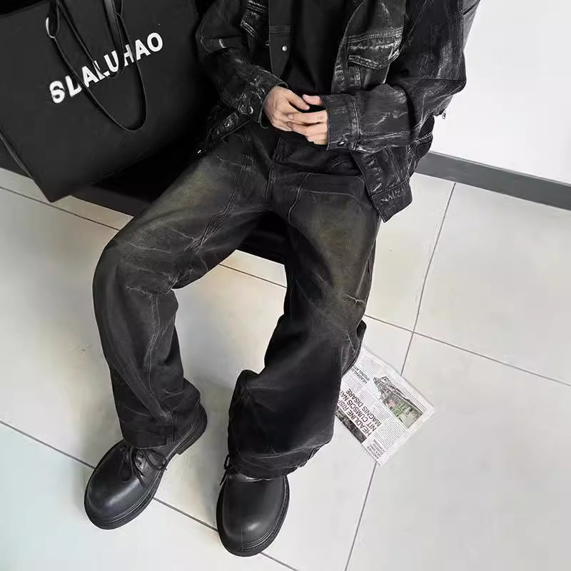 Washed Black Straight Deconstructing Dirty Mud Texture