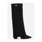 Ins Pant-tube Boots Pointed Toe Chunky Heel Shoes WInter Knight Mid-calf Dress Boot For Women