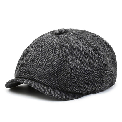 Herringbone Peaked Cap Middle-aged And Elderly Beret