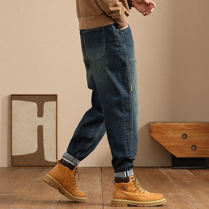 Loose Elastic Long Jeans For Men