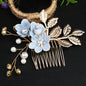 Gold Leaf Hair Updo Comb Handmade Bridal Crown Headdress