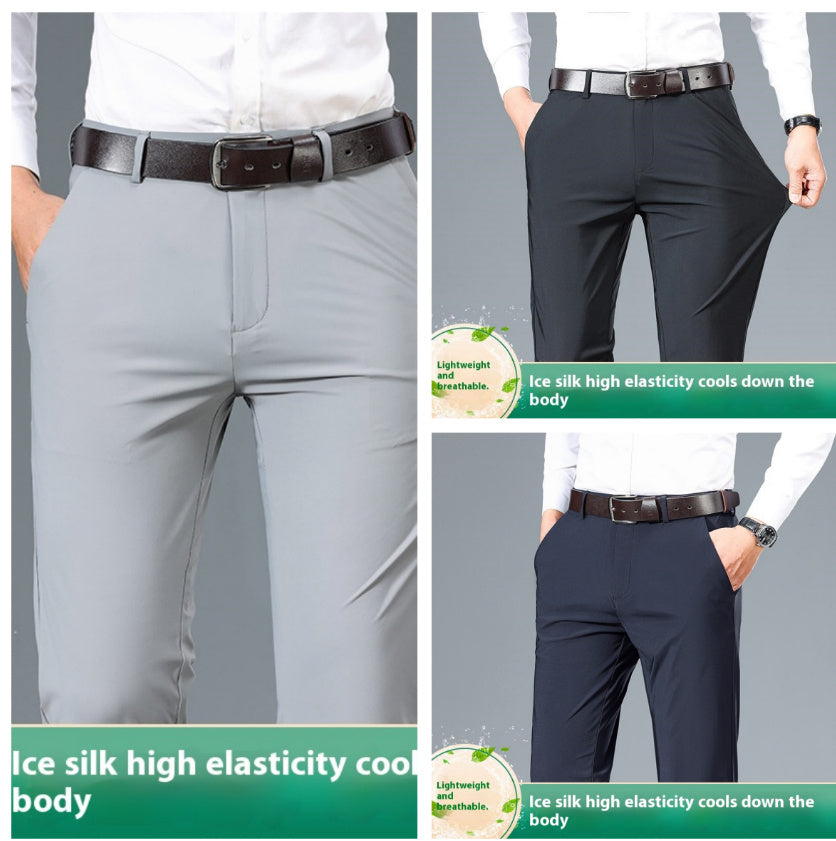 Men's High Elastic Jinammonia Ice Silk Casual Pants