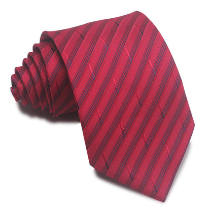 8CM Polyester Jacquard Striped Tie Men's Business Formal Red Black Blue