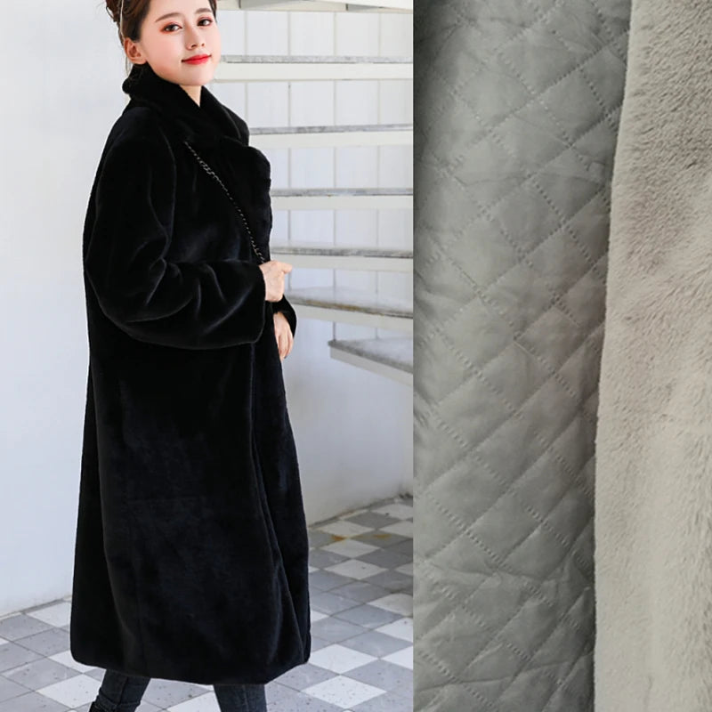 Winter Women High Quality Faux Rabbit Fur Coat Luxury Long Fur Coat Loose Lapel