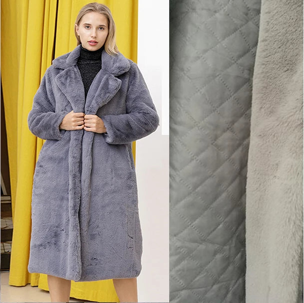 Winter Women High Quality Faux Rabbit Fur Coat Luxury Long Fur Coat Loose Lapel