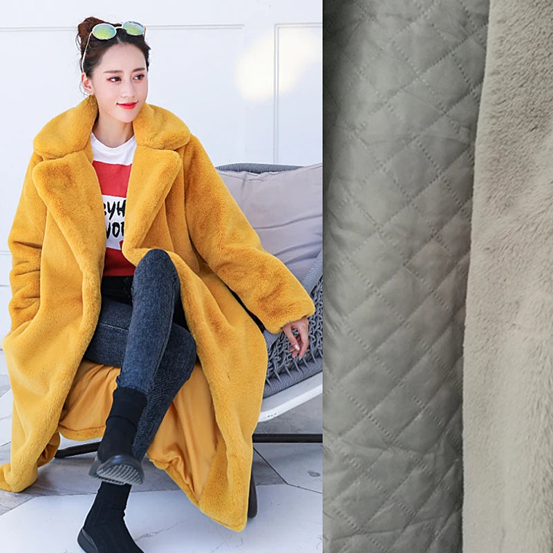 Winter Women High Quality Faux Rabbit Fur Coat Luxury Long Fur Coat Loose Lapel