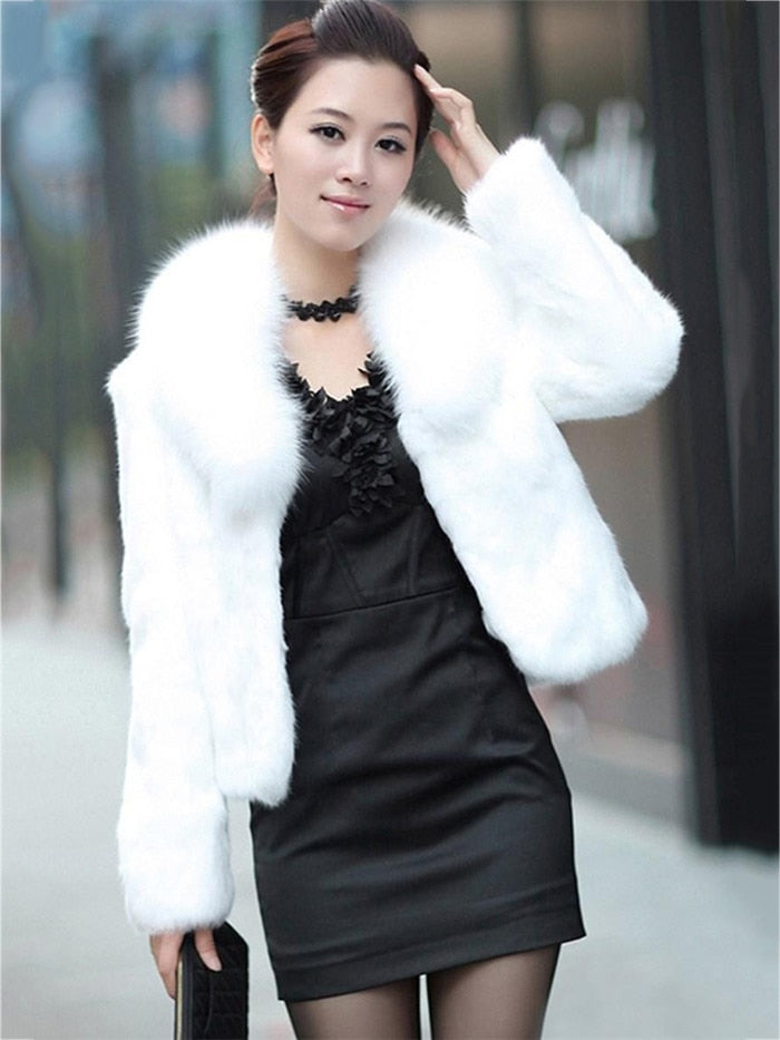 High Quality Winter Warm Fluffy Faux Fur Coats Jackets Women Furry Short Faux