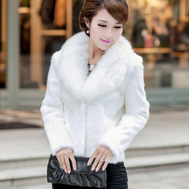 High Quality Winter Warm Fluffy Faux Fur Coats Jackets Women Furry Short Faux