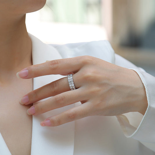 Moissanite S925 Sterling Silver Light Luxury Online Influencer Ring Women