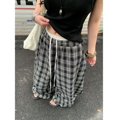 American Idle Style Plaid Pants Men's And Women's Jazz Dance Double Waist Head Stitching