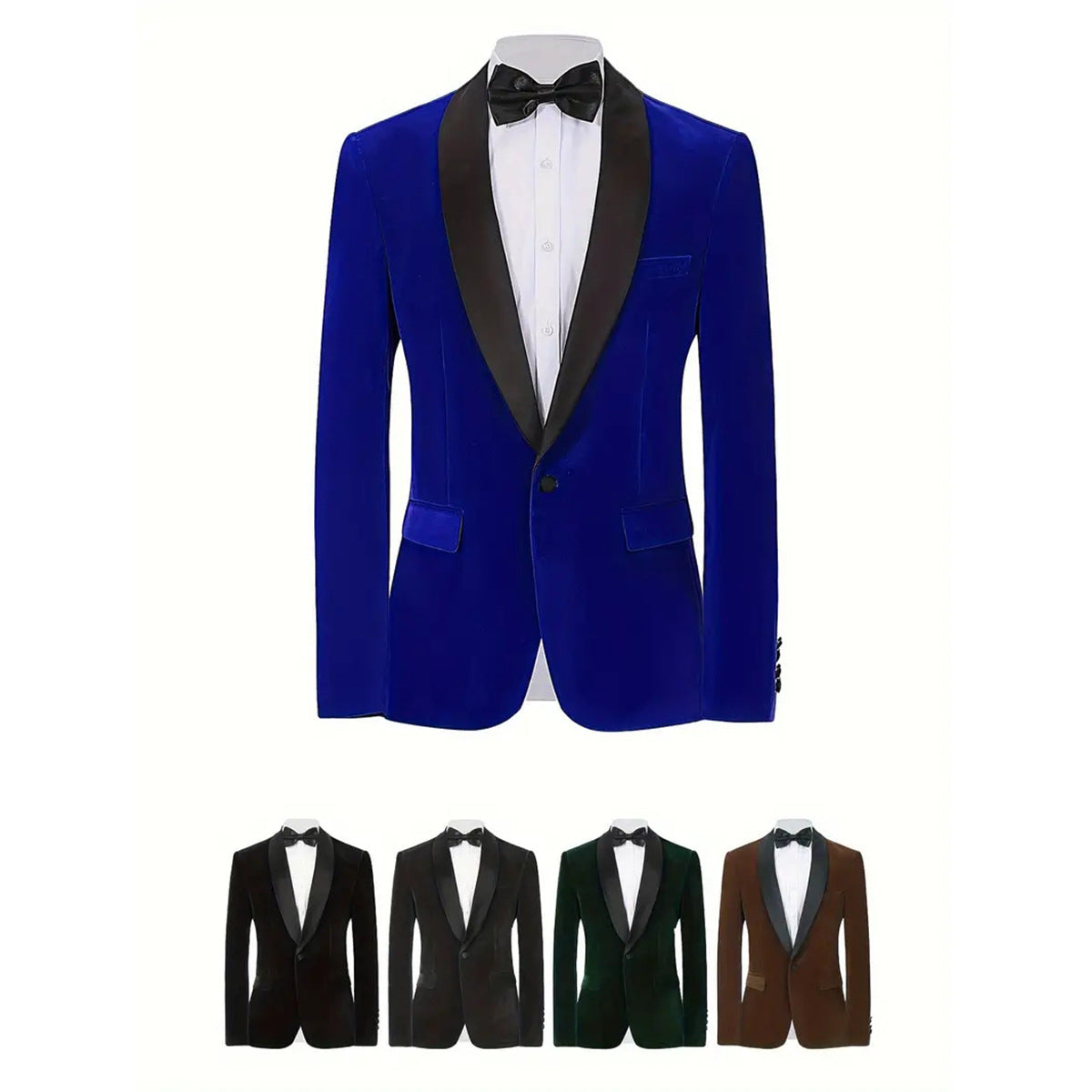Men's Velvet Blazer With Shawl Collar Wedding Prom Single Button Dress
