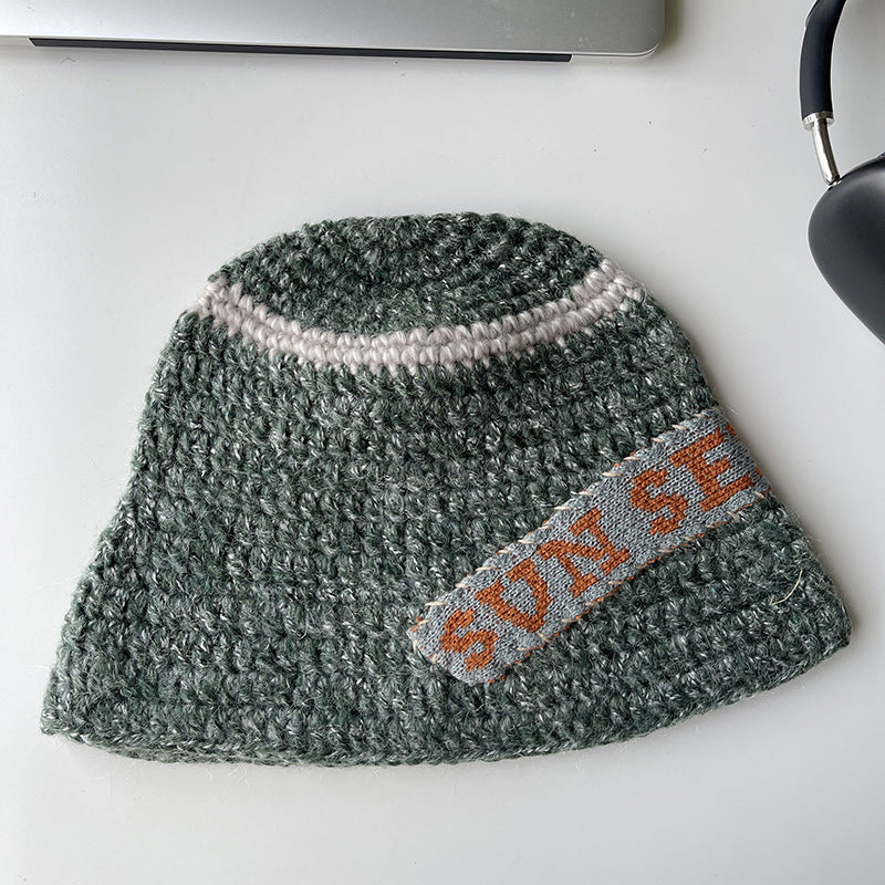 Handmade Letter Patch Design Warm Wool Hat