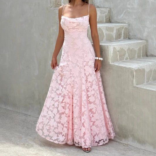 Female Simplicity French Romantic Style Backless Dress