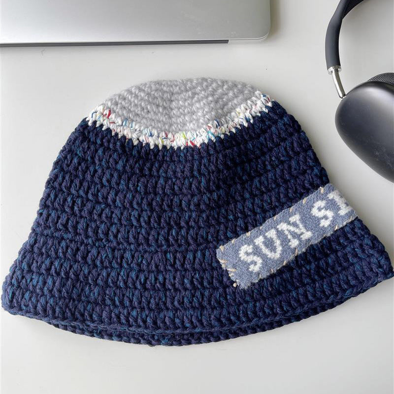 Handmade Letter Patch Design Warm Wool Hat