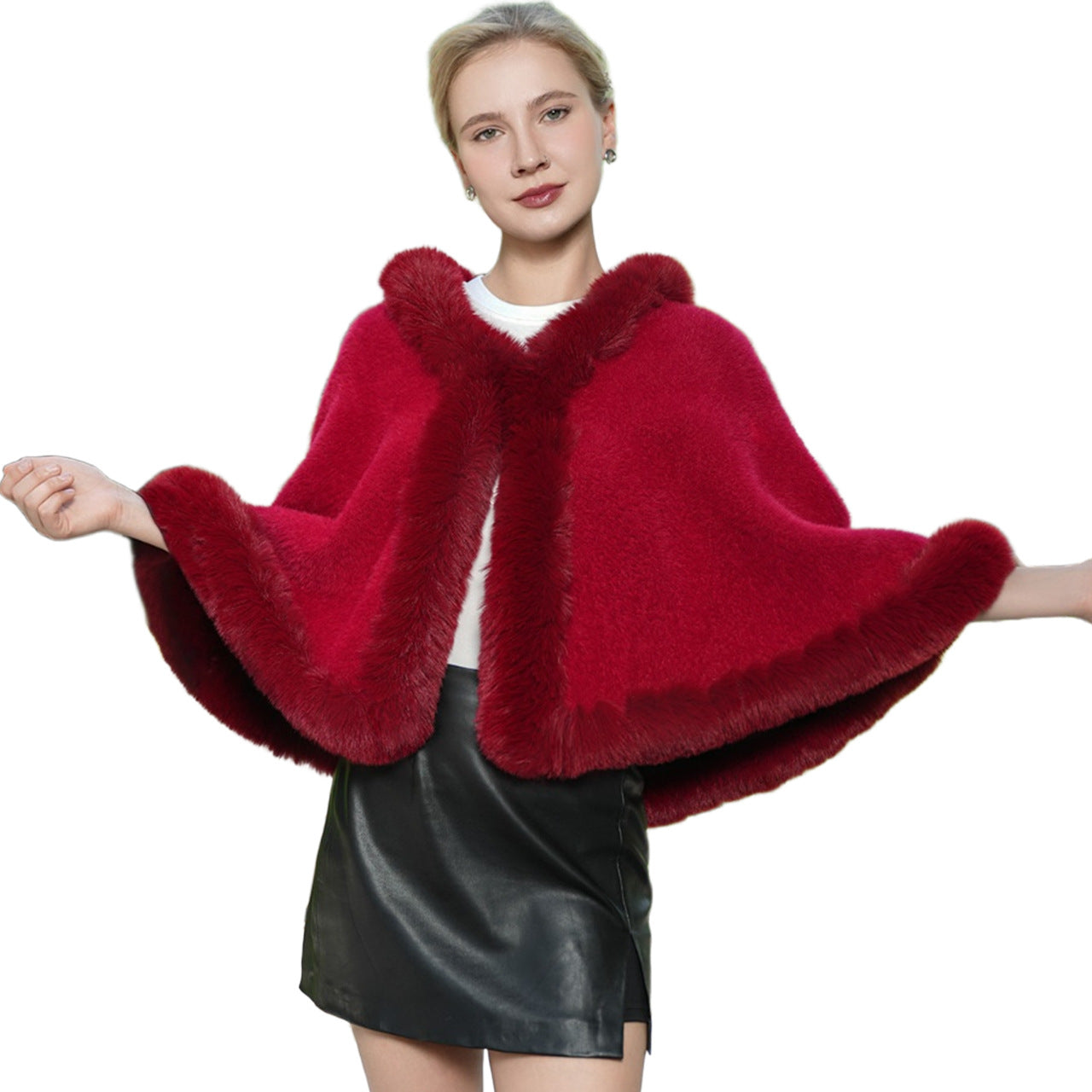 All-match Cloak Shawl Pure Color Thickened Warm Bride Wedding Cheongsam Outer Wear