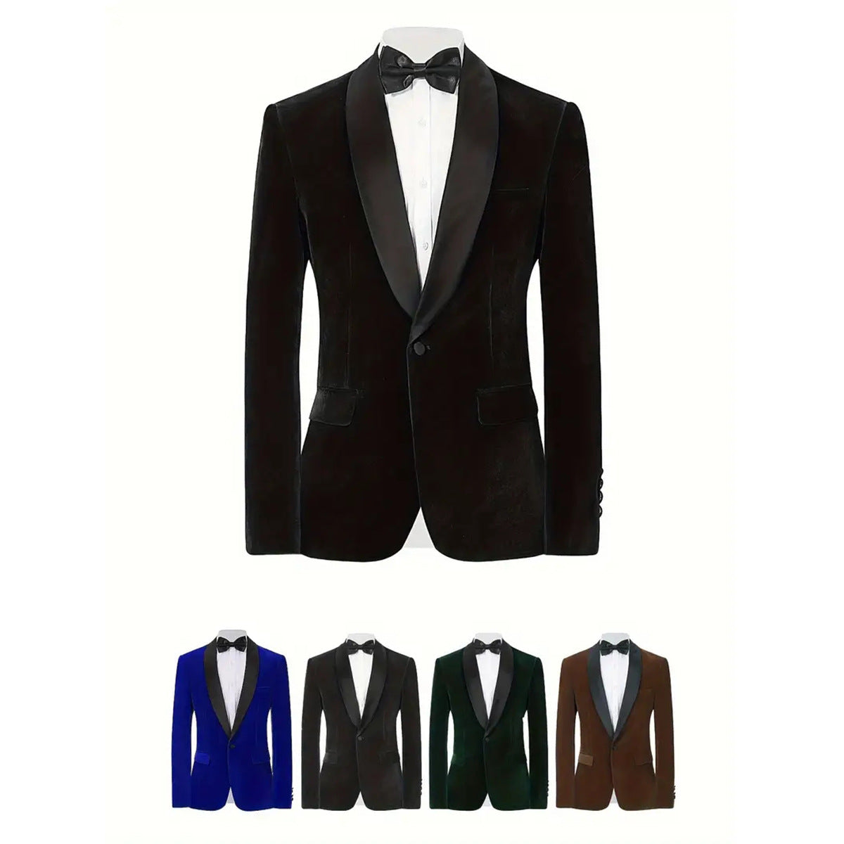 Men's Velvet Blazer With Shawl Collar Wedding Prom Single Button Dress