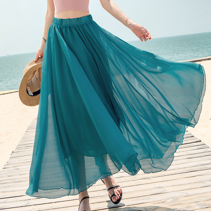 Chiffon Skirt Large Swing Skirt Vacation Beach Dress Fairy Dress