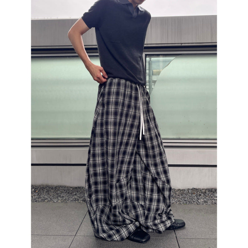 American Idle Style Plaid Pants Men's And Women's Jazz Dance Double Waist Head Stitching