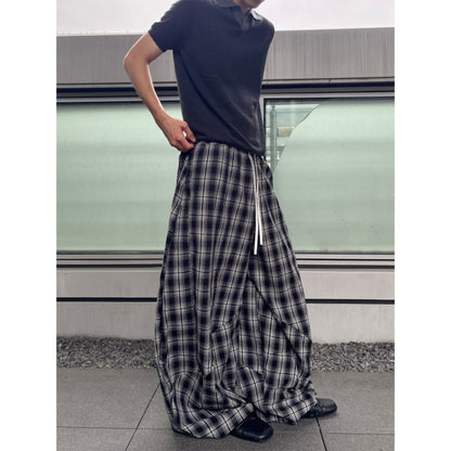 American Idle Style Plaid Pants Men's And Women's Jazz Dance Double Waist Head Stitching
