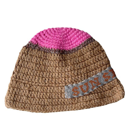 Handmade Letter Patch Design Warm Wool Hat