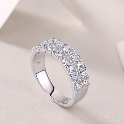 Moissanite S925 Sterling Silver Light Luxury Online Influencer Ring Women