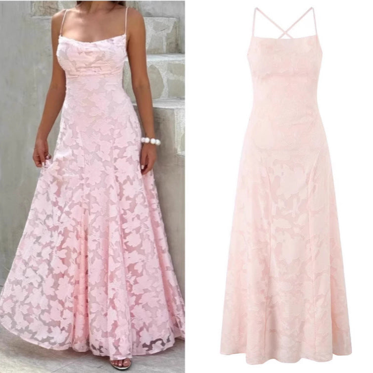 Female Simplicity French Romantic Style Backless Dress