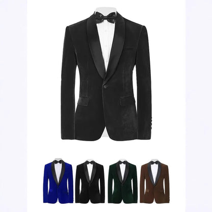 Men's Velvet Blazer With Shawl Collar Wedding Prom Single Button Dress