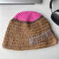 Handmade Letter Patch Design Warm Wool Hat