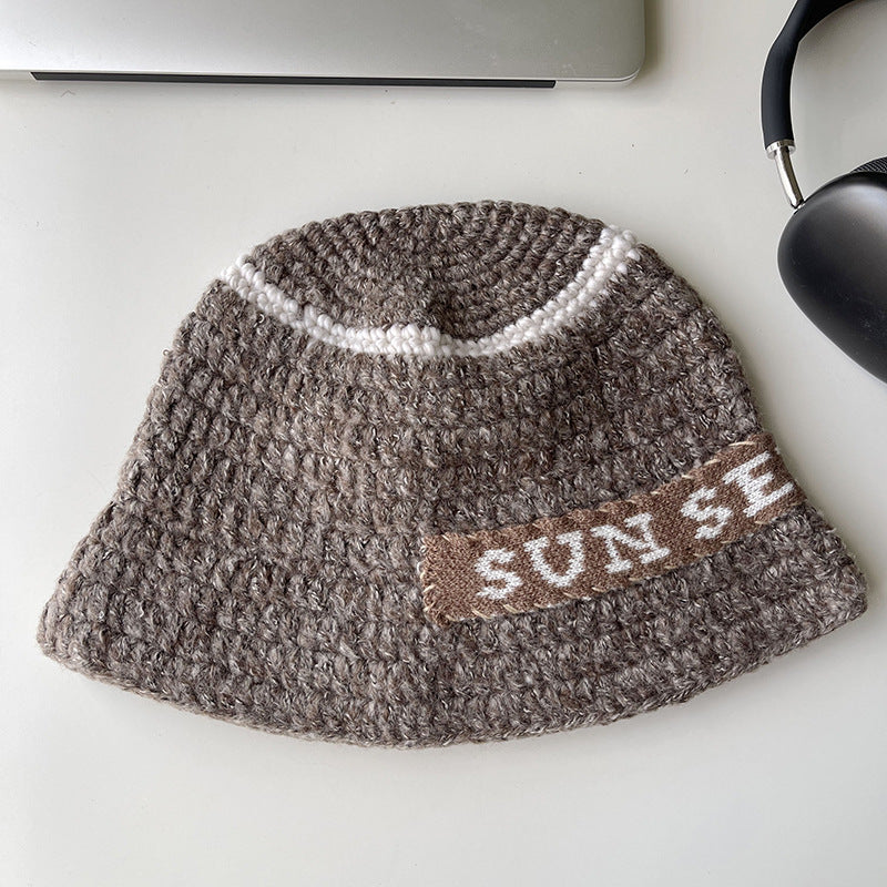 Handmade Letter Patch Design Warm Wool Hat