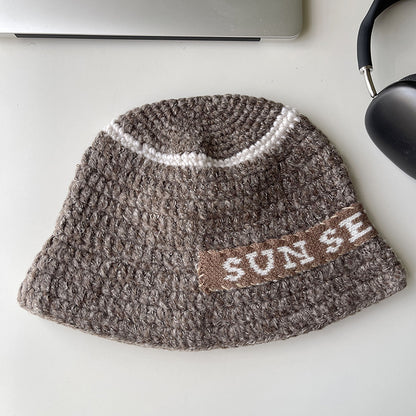 Handmade Letter Patch Design Warm Wool Hat