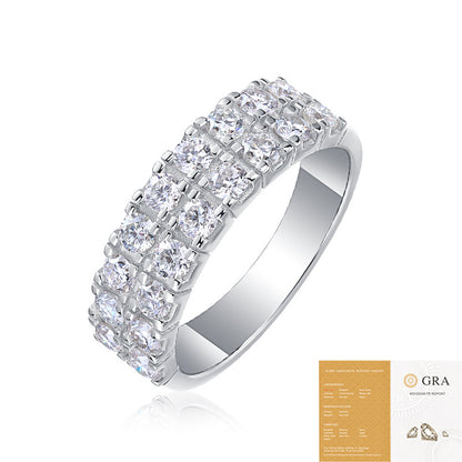 Moissanite S925 Sterling Silver Light Luxury Online Influencer Ring Women