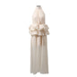 Long Ruffled Dress Sleeveless Stand Collar Solid Color Dress