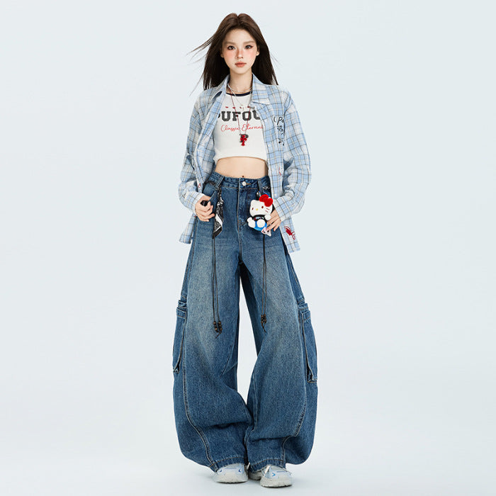 Large Workwear With Pocket Retro Commuter Jeans