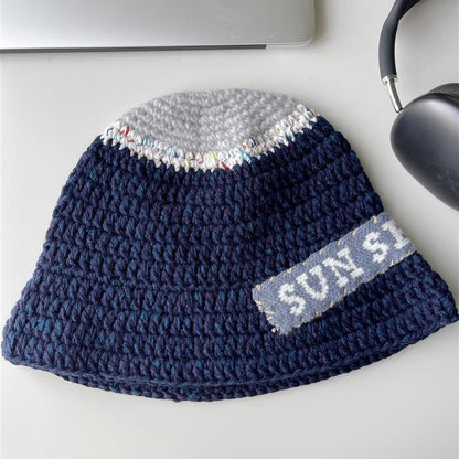 Handmade Letter Patch Design Warm Wool Hat