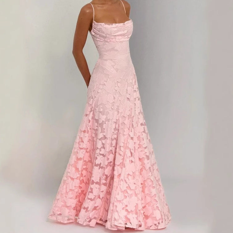 Female Simplicity French Romantic Style Backless Dress