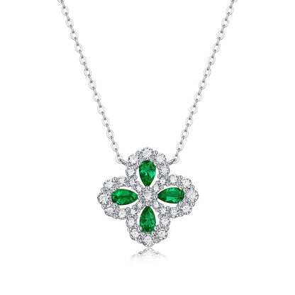 925 Silver Colorful Pendant With Chain To Cultivate Emerald