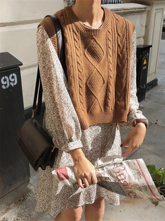 Sweater Vest Pullover Female Knitting Overszie Sweaters Sleeveless Tank Girls
