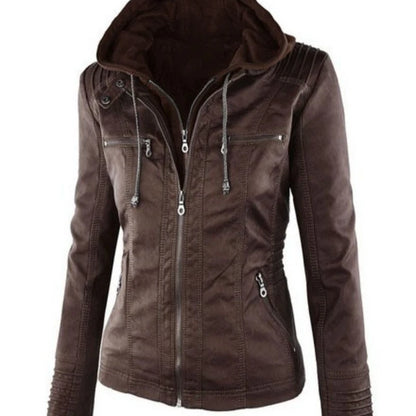 Winter Faux Leather Jacket Women Casual Basic Coats  Waterproof Windproof Coats