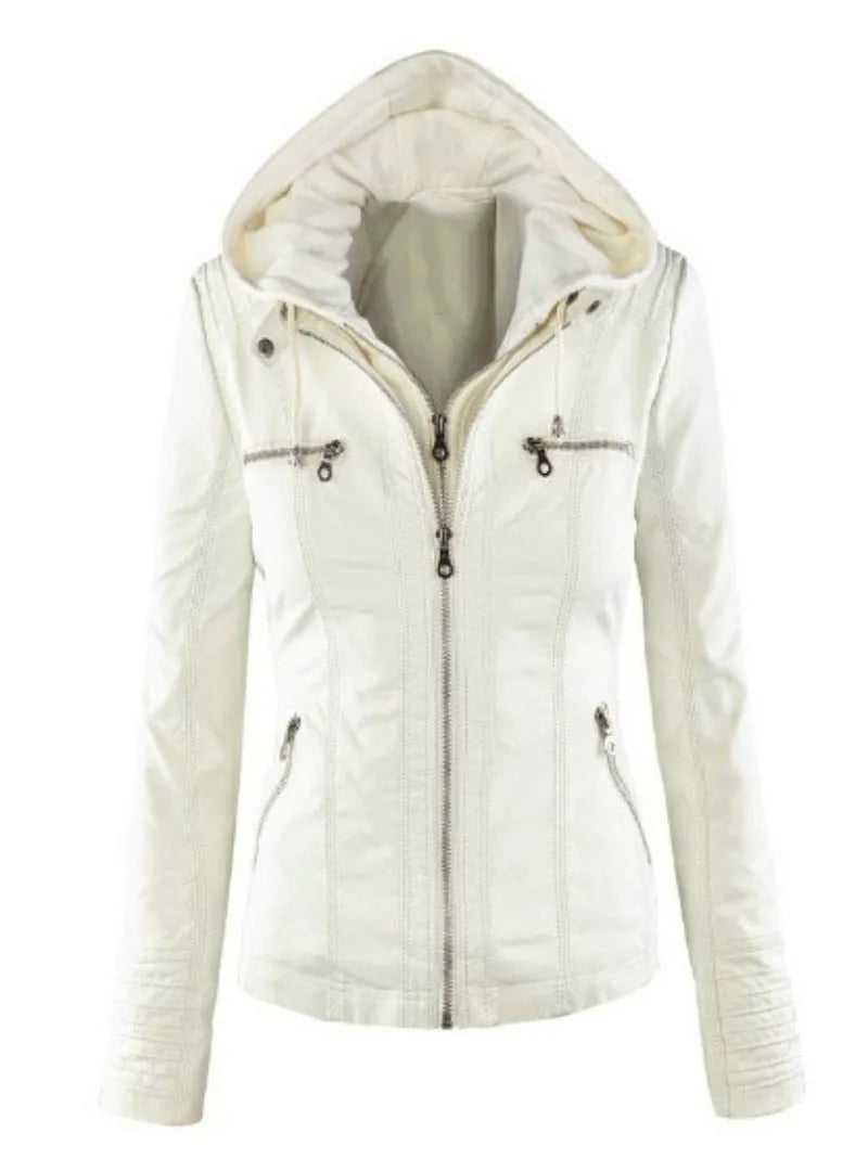 Winter Faux Leather Jacket Women Casual Basic Coats  Waterproof Windproof Coats